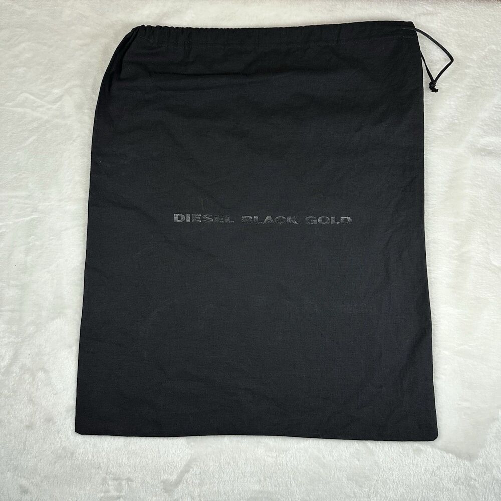 Diesel Black Gold Drawstring Dust Bag Black Shoe Storage Travel Bag 18x15